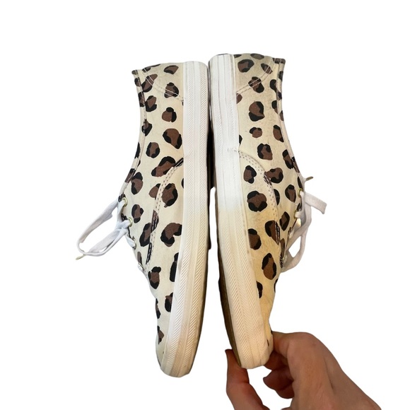 Kate Spade + Keds canvas animal print lace up casual sneakers cream/brown sz 10 - Picture 12 of 16